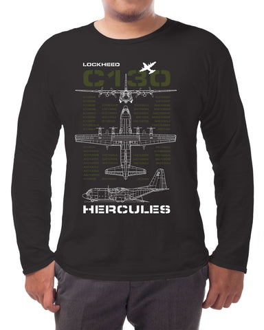 Lockheed C-130 Hercules long-sleeve t-shirt | Flyingraphics